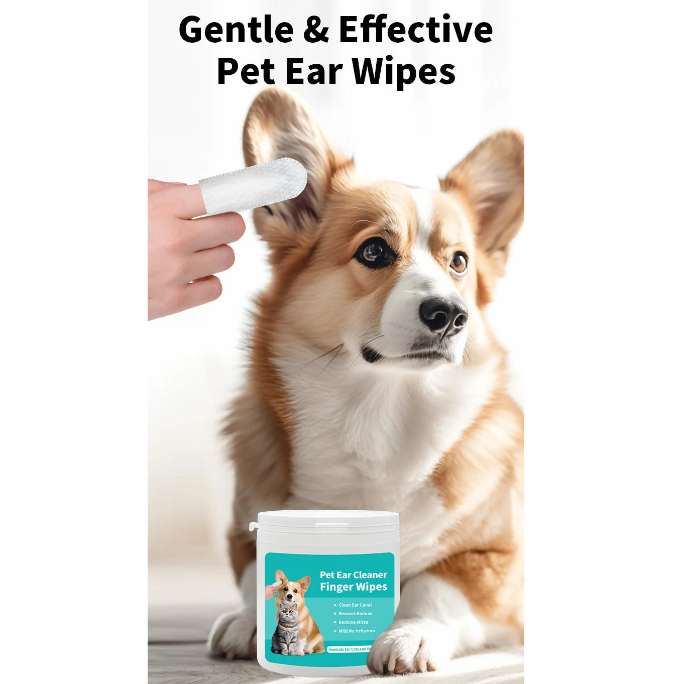 🧼 Pet Ear Cleaning Wipes – Gentle Daily Care for Dogs & Cats 🐶🐱