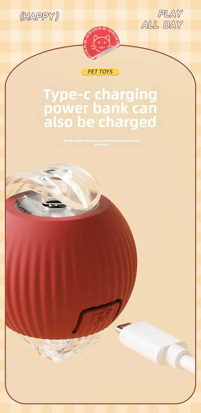 🌀 Rechargeable Interactive Pet Toy – Rolling Fun for Dogs & Cats!