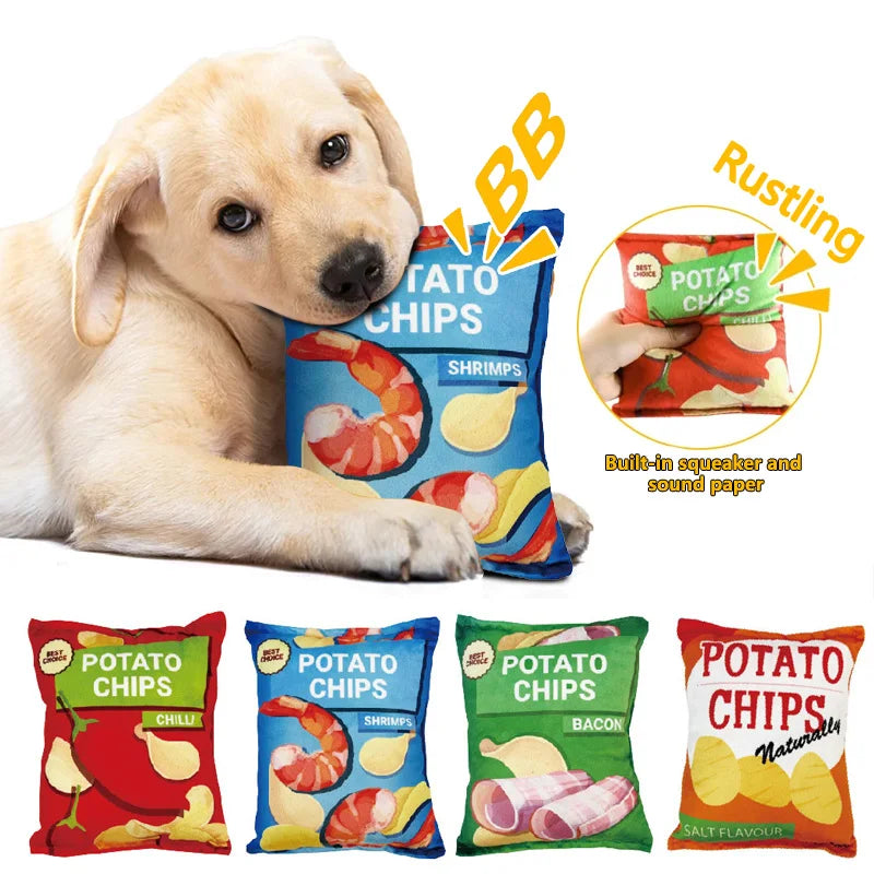 🍟 Crunchy Plush Chips Toy – Crinkle Sound Fun for Dogs 🐾