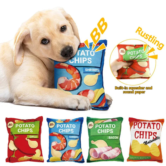🍟 Crunchy Plush Chips Toy – Crinkle Sound Fun for Dogs 🐾