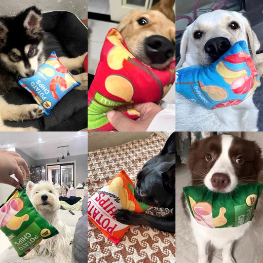 🍟 Crunchy Plush Chips Toy – Crinkle Sound Fun for Dogs 🐾